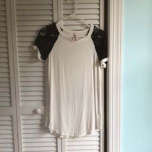 Lace and Cream Tunic Top